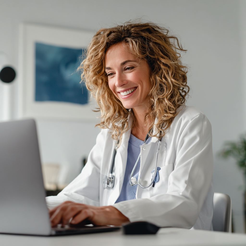 Female doctor during telemedicine consultation